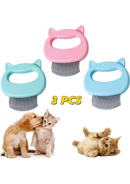 Kedi Tarak Evcil Hayvan Kedi Kısa ve Uzun Epilasyon Masaj Kabuk Tarak Yumuşak Dökülme Fırçası Bakım ve Dökülme Mat Kürk Çıkarıcı Masaj (3 Parça) (Yurt Dışından)