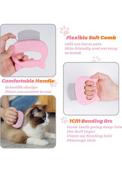 Kedi Tarak Evcil Hayvan Kedi Kısa ve Uzun Epilasyon Masaj Kabuk Tarak Yumuşak Dökülme Fırçası Bakım ve Dökülme Mat Kürk Çıkarıcı Masaj (3 Parça) (Yurt Dışından)