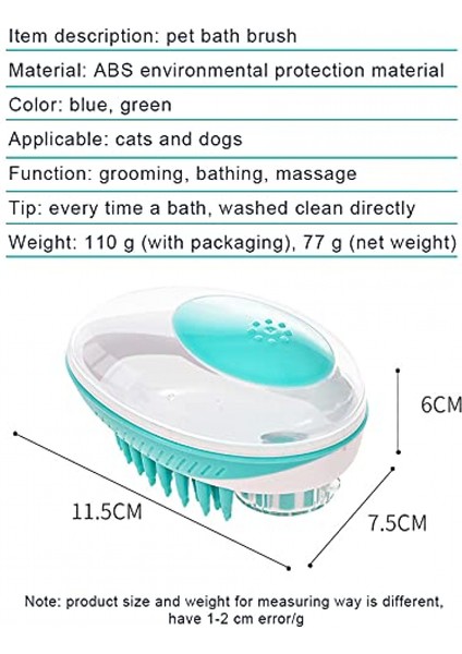 Evcil Hayvan Fırçası 2'Si 1 Arada Banyo Masaj Fırçası, Köpek Tarak Silikon Kıllar, Kedi Evcil Hayvan Banyo Fırçası, Epilasyon (Yeşil) (Yurt Dışından) fiyatları