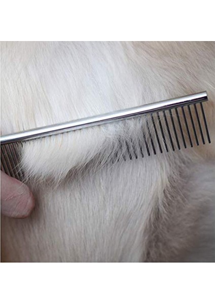Köpek Metal Tarak 7.5 Inç Köpekler Dematting Aracı Pet Bakım Tarağı Paslanmaz Çelik Dişler Kediler Köpek Saç Çıkarma Tarak (S: 19X3 Cm) (Yurt Dışından)