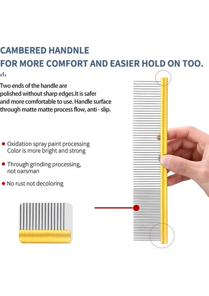 Profesyonel Bakımcı Dolaşmaları, Düğümleri, Paspasları Dökmek için Köpek Tarağı Kullanın. Uzun Geniş Metal Dişli Tazı Tarak. Uzun Saçlı Köpekler İçin Köpek Bakım Tarağı, Altın (Yurt Dışından) fırsatları
