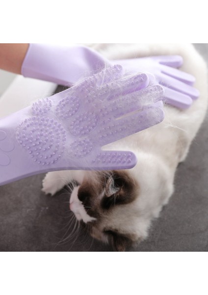 Evcil Hayvan Bakım Sihirli Eldivenleri, Köpek Kedi Banyo Şampuanı, Kalın Yüksek Yoğunluklu Dişlere Sahip Silikon Epilasyon Eldivenleri, Çift Taraflı Ovma Eldivenleri (Mor) (Yurt Dışından) fiyatları