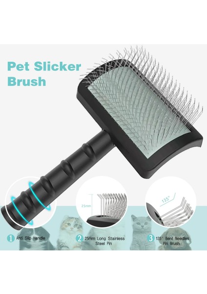 Köpekler Için Büyük Sert Fırça - Büyük Köpek Evcil Hayvan Bakımı Ve Epilasyonu Için Ekstra Uzun Iğneli Saç Fırçası - Uzun Tüyleri - Astar - (Siyah) (Yurt Dışından) modelleri