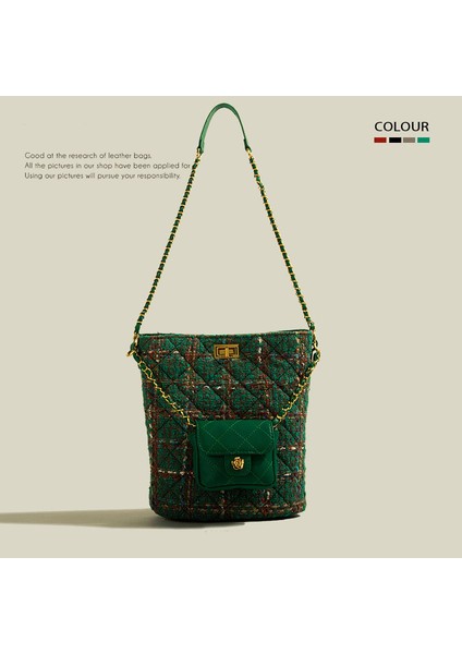 Niş Ekleme Zinciri Büyük Kapasiteli Çanta Sonbahar ve Kış Kadınlar Için Retro Crossbody Kova Çantası (Yurt Dışından)