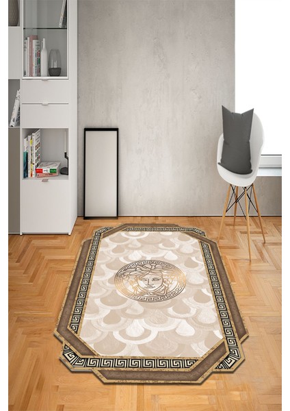 Doruklar Home Collection Kaymaz Taban Yıkanabilir Lazer Kesim Medusa Desenli Dot Taban Halı