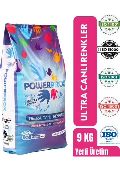 Power Prox Ultra Canlı Renkler Toz Çamaşır Deterjan 9 kg Renkliler Için