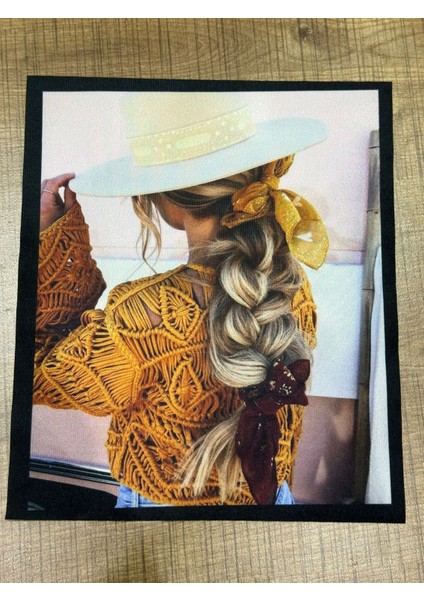 22X19 cm Sç Örgülü Kadın Resim Arma Yama Dikiş Aksesuarı Aplike