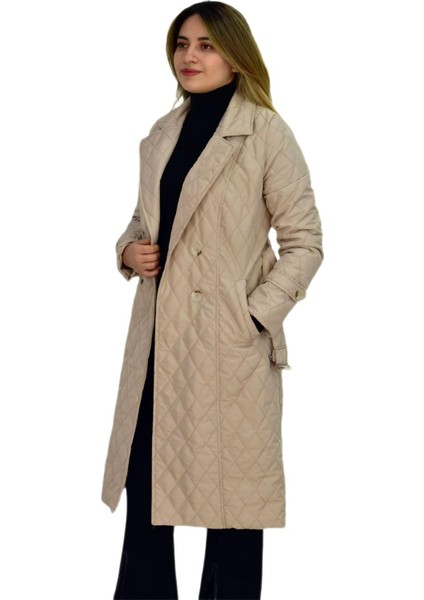 Kadın Kapitone Baklava Dikişli Kaban K3140 BGL-ST03290
