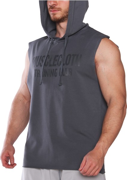 Training Club Kapüşonlu Kolsuz Sweatshirt Füme