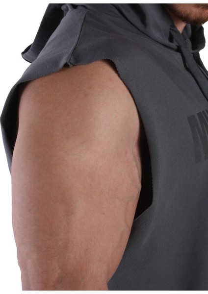 Training Club Kapüşonlu Kolsuz Sweatshirt Füme