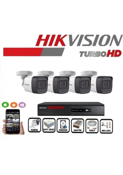 Haikon 4 Kameralı Güvenlik Paket Set HDD Dahil