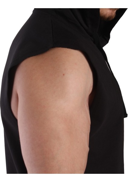 Training Club Kapüşonlu Kolsuz Sweatshirt Siyah