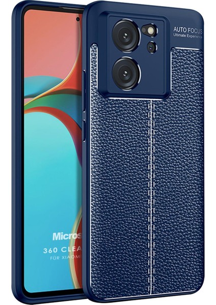 Xiaomi Mi 13T Pro Kılıf Deri Dokulu Silikon Lacivert