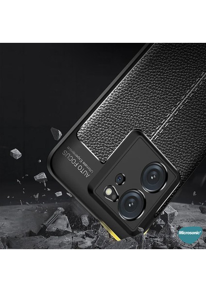 Xiaomi Mi 13T Pro Kılıf Deri Dokulu Silikon Lacivert
