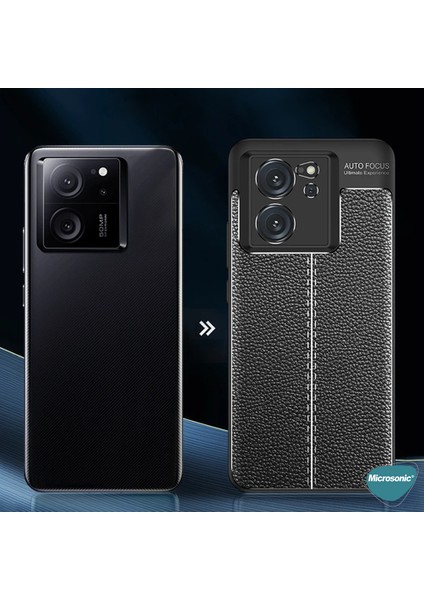 Xiaomi Mi 13T Pro Kılıf Deri Dokulu Silikon Lacivert