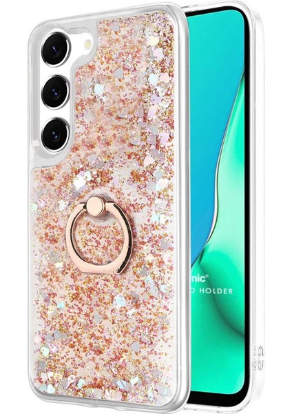 Samsung Galaxy S23 Plus Kılıf Glitter Liquid Holder Gold