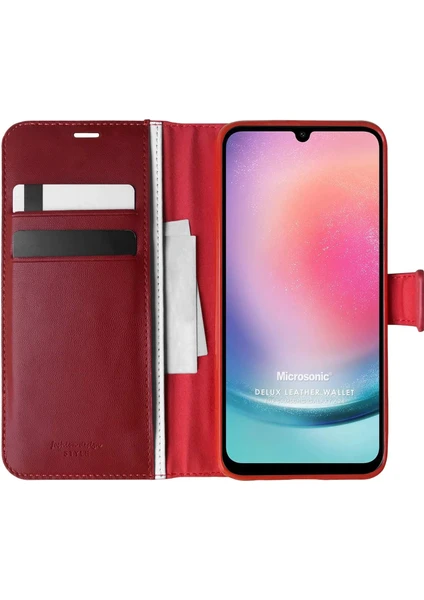 Xiaomi Redmi 12 Kılıf Delux Leather Wallet Kırmızı