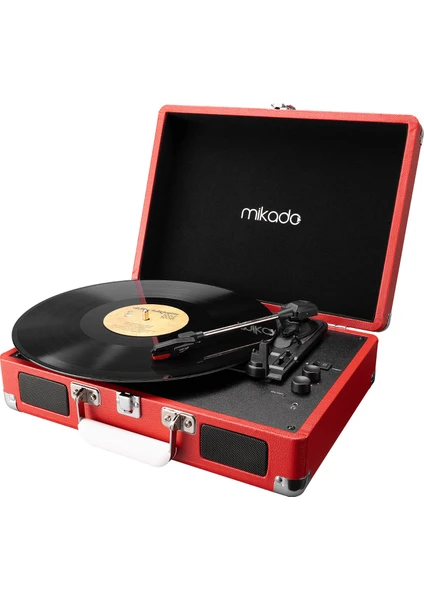 Nostalgia MN-P317 Kırmızı Turntable + Rca + Bluetooth Destekli Pikap