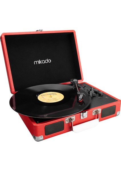 Nostalgia MN-P317 Kırmızı Turntable + Rca + Bluetooth Destekli Pikap