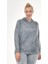 Kadın Büyük Beden İtalyan Yıkama Gri Kapşonlu Sweatshirt 1
