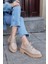 Pavia Nude Deri Bağcıklı Kadın Loafer 3
