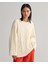 Kadın Krem Oversize Fit Bisiklet Yaka Desenli Kazak 4802146.130 1