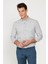 Erkek Açık Gri Slim Fit Dar Kesim Düğmeli Yaka Flanel Oduncu Kışlık Gömlek 1