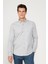 Erkek Açık Gri Slim Fit Dar Kesim Düğmeli Yaka Flanel Oduncu Kışlık Gömlek 3