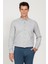 Erkek Açık Gri Slim Fit Dar Kesim Düğmeli Yaka Flanel Oduncu Kışlık Gömlek 4
