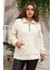 Biye Detaylı Büyük Beden Krem Kıvırcık Sweatshirt 1