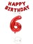 Kırmızı Renk Happy Bırthday ve Rakam Folyo Balon Seti Yaş 6 1
