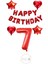 Kırmızı Renk Happy Bırthday Rakam ve Yıldız Kalp Folyo Balon Seti Yaş 7 1