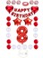 Kırmızı Happy Bırthday Rakam Yıldız Kalp Folyo Balon ve Konfetili Balon Seti Seti Yaş 8 1