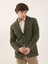 Haki Erkek Slim Fit Düz Kaşe Mono Yaka Ceket 3