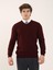 Bordo Erkek Slim Fit Düz Klasik V Yaka Triko 1