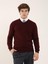 Bordo Erkek Slim Fit Düz Klasik V Yaka Triko 2