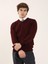 Bordo Erkek Slim Fit Düz Klasik V Yaka Triko 3