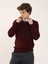 Bordo Erkek Slim Fit Düz Klasik V Yaka Triko 4