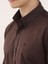 Kahve Erkek Slim Fit Düğmeli Yaka Uzun Kol Gömlek 5