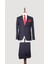 Erkek Slim Fit Mono Yaka Lacivert Çımalı Takım Elbise 2