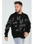 Siyah Erkek Bisiklet Yaka Baskılı Üç Iplik Şardonlu Sweatshirt P-00005274 4