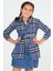 Indigo Kız Çocuk Ekose Desenli Bel Bağlamalı Gömlek P-00006243 5