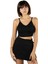 Kadın Siyah Ip Askılı Fitted/vücuda Oturan Fitilli Örme Crop Top Bluz 23K-TRP-CRP05 1