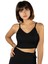 Kadın Siyah Ip Askılı Fitted/vücuda Oturan Fitilli Örme Crop Top Bluz 23K-TRP-CRP05 2