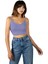 Kadın Mor Ip Askılı Fitted/vücuda Oturan Fitilli Örme Crop Top Bluz 23K-TRP-CRP05 1