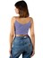 Kadın Mor Ip Askılı Fitted/vücuda Oturan Fitilli Örme Crop Top Bluz 23K-TRP-CRP05 4