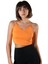 Kadın Turuncu Ip Askılı Fitted/vücuda Oturan Fitilli Örme Crop Top Bluz 23K-TRP-CRP05 1