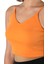 Kadın Turuncu Ip Askılı Fitted/vücuda Oturan Fitilli Örme Crop Top Bluz 23K-TRP-CRP05 3