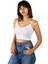 Kadın Beyaz Ip Askılı Fitted/vücuda Oturan Fitilli Örme Crop Top Bluz 23K-TRP-CRP05 1