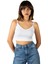 Kadın Beyaz Ip Askılı Fitted/vücuda Oturan Fitilli Örme Crop Top Bluz 23K-TRP-CRP05 2